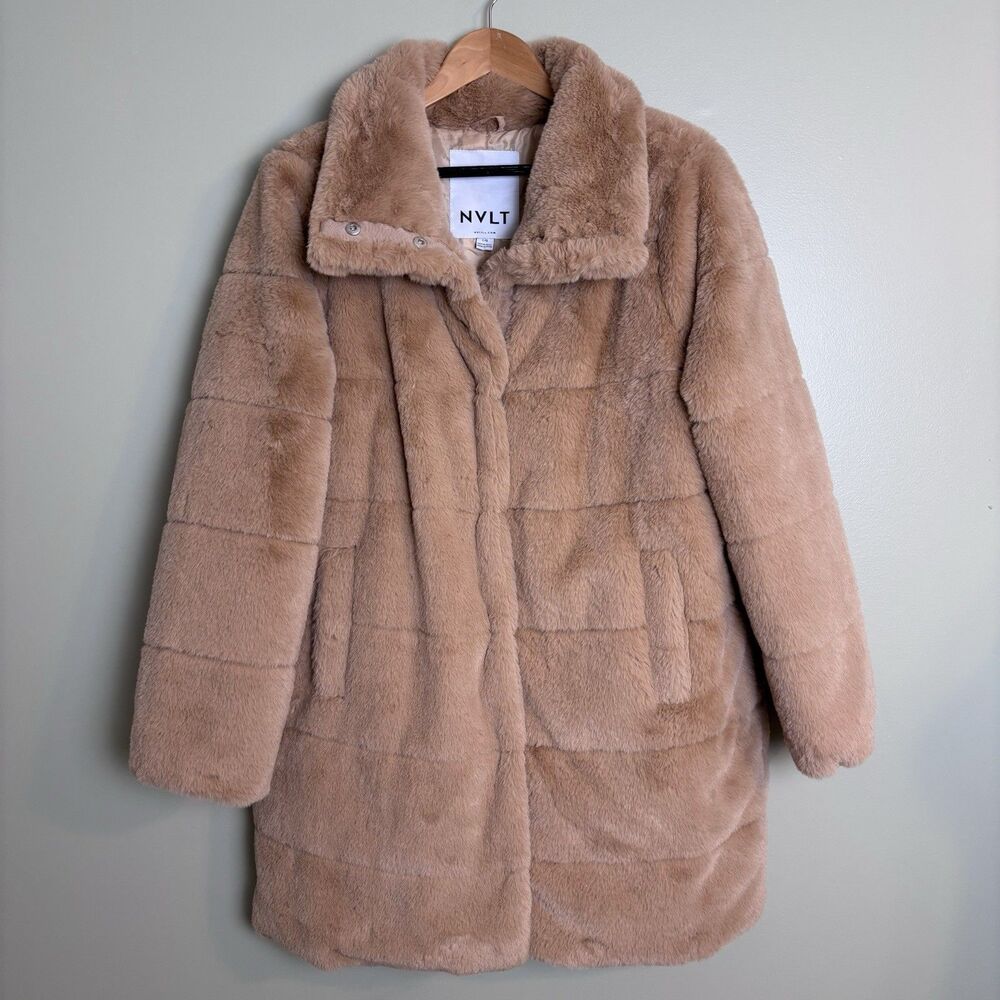 NVLT Anthropologie Teddy Faux Fur Coat Jacket Vegan Plush Boho Chic Women L $199